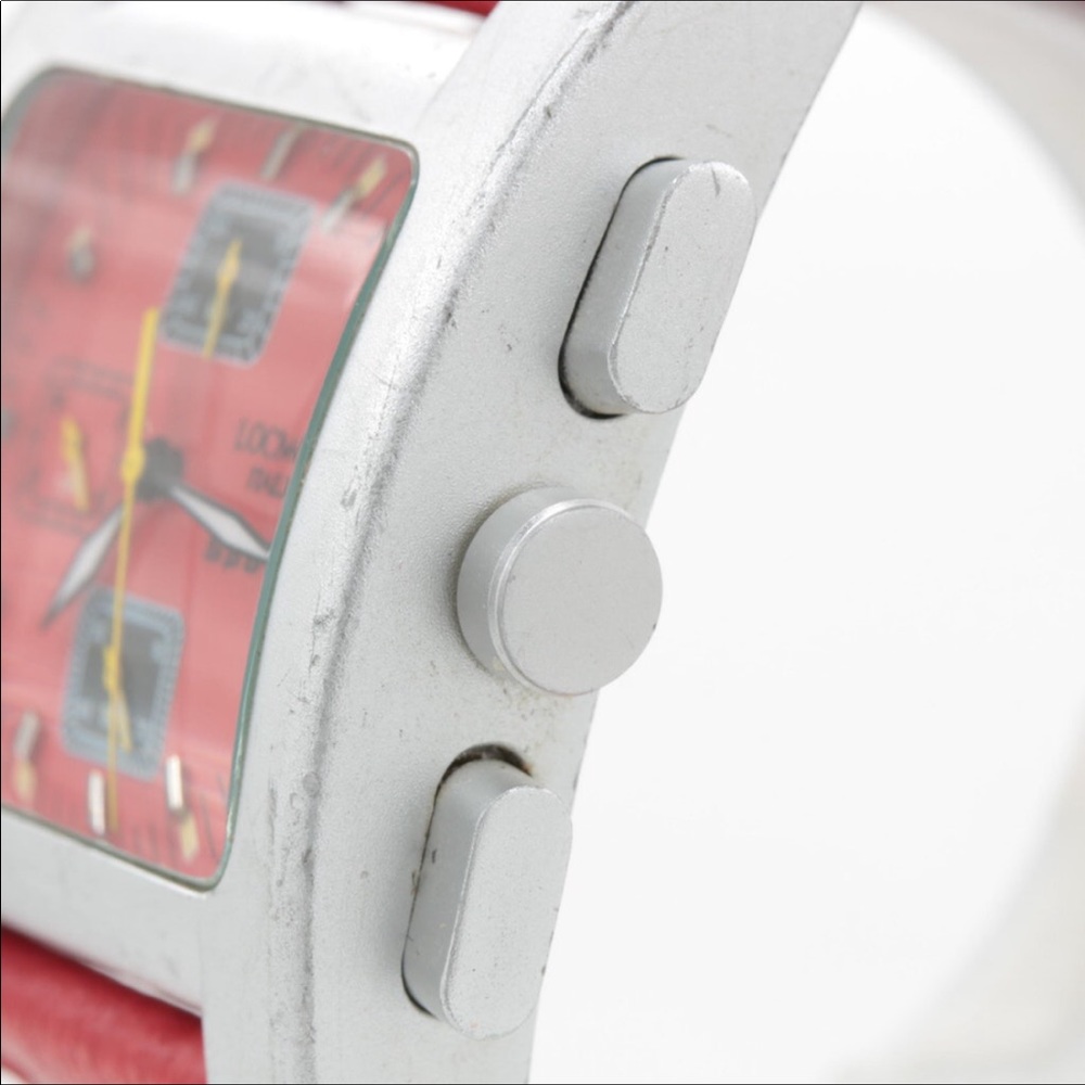 *Locman Aluminum Red Dial Chronograph Watch, Works - Picture 3 of 6